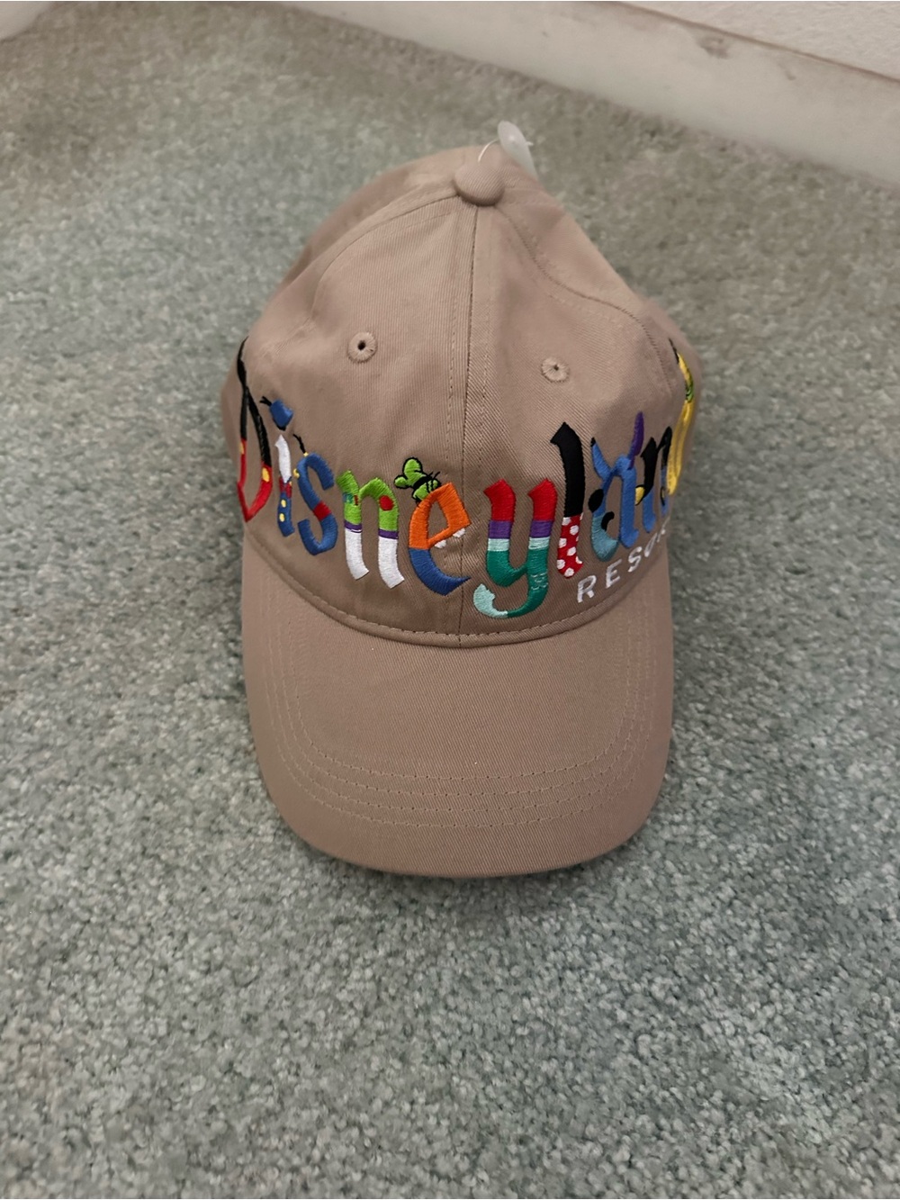 Disney Beige Cap with Multicolor Embroidered Logo